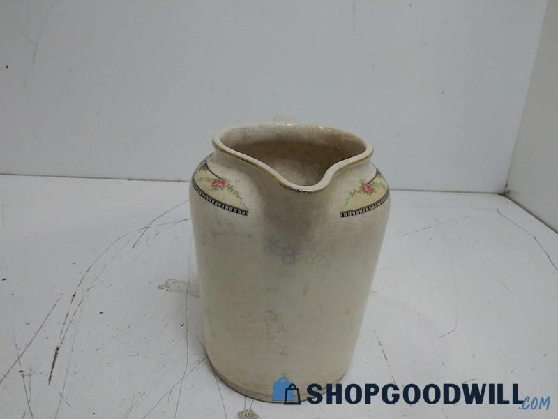 Universal Cambridge Pitcher Milk Ivory Pottery Qt Oven Proof Warr 22 Carat Gold