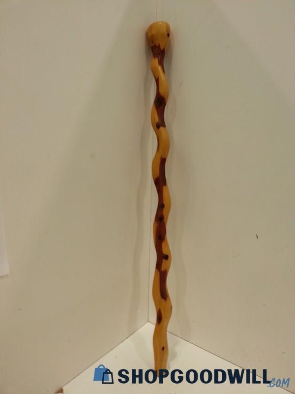 Wavy Wooden Cane / Walking Stick 38.5