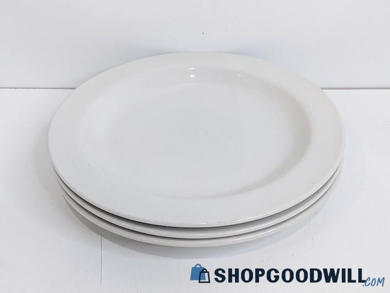 Appears to Be 3 Ivory Cream Stoneware Dinnerware Plates