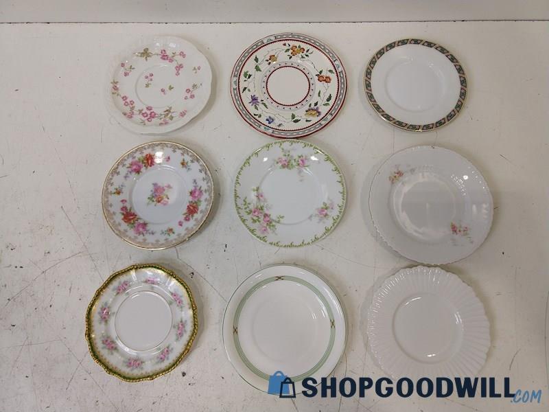 9pc Limoges Bavaria Royal Gustafsberg &MORE Saucer/Dessert Plates Ceramic Floral