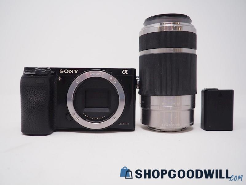 Sony A6000 24.3-MP Mirrorless Digital Camera w/55-210mm Lens *Powers ON*