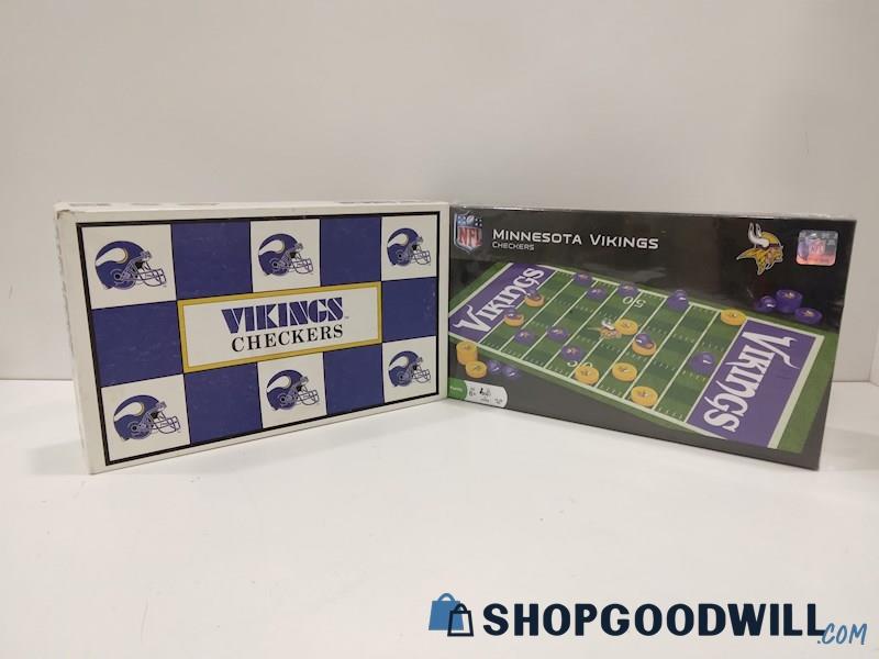Set of 2 NFL Minnesota Vikings Checkers Board Game-One Sealed/One Vintage 