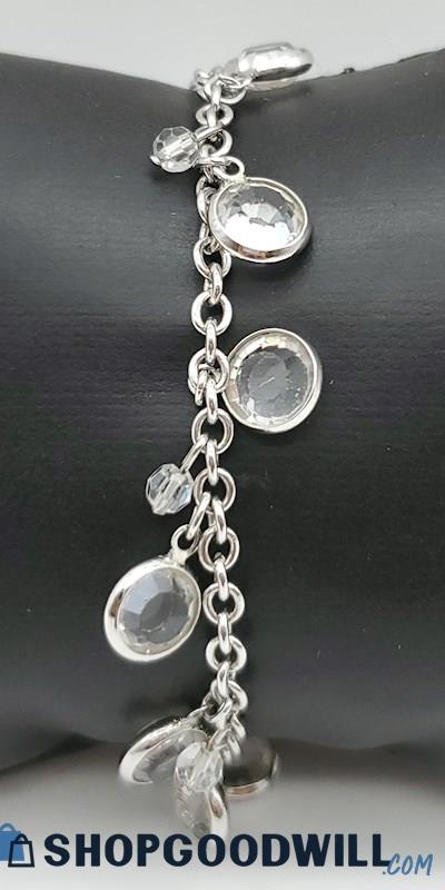 SWAROVSKI Silver-Tone Dangle Faceted Crystal Bracelet
