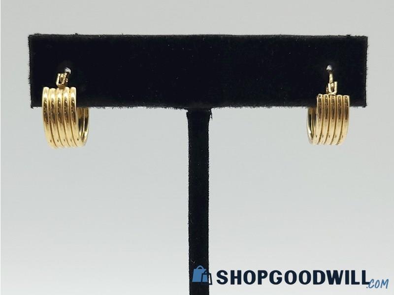 14K Yellow Gold Small 5-Row Hoop Earrings 1.65grams