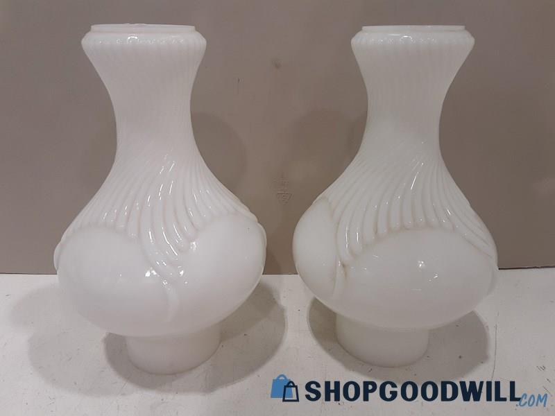 Two Unbranded Milk White Glass Globes for lamps 