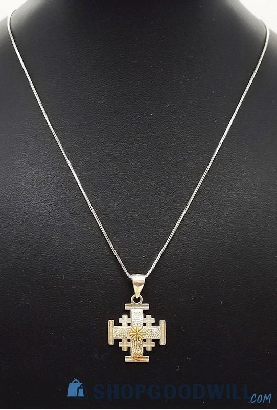 .925 Jerusalem Cross Necklace  2.72 Grams