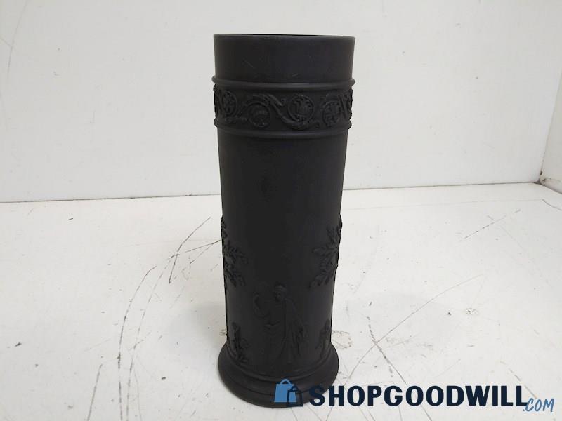 Wedgewood Jasper Ware Black Basalt Vase Cylindrical 7