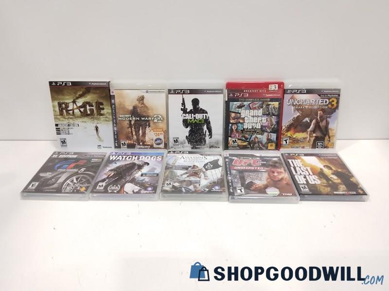 10 lot of playstation 3 video game bundle w/call of duty, watch dogs, ufc+MORE