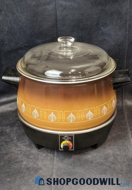 West Bend Vintage 70s Slow Cooker Ombre Tan/Brown Cookware W/ Lid Powers On