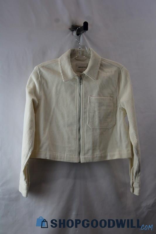 NWT Industry Women's White Corduroy Zip up Cropped Jacket SZ XS