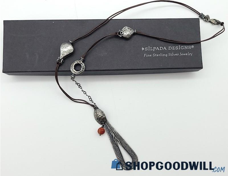 .925 SILPADA Brown Leather Necklace (N1950) IOB 21.50grams