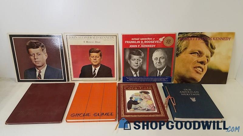 Vtg 1963-2002 Amer Hist HC Coca-Cola WI U Yearbook Kennedys LP Record Albums