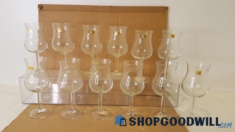 12pc Luminarc Wine Glasses/Water Goblets Clear Tulip-Shaped France Approx 8