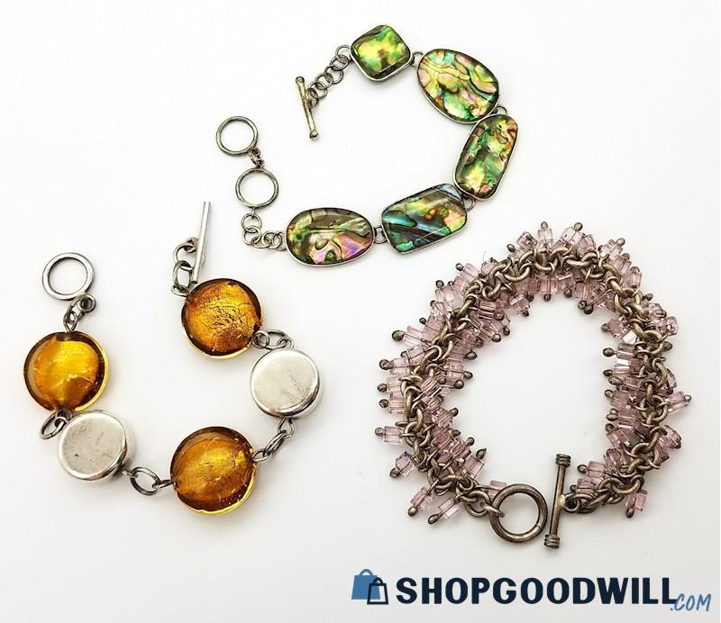 .925 Eclectic Bracelets Collection w/ Toggle Clasp  89.45 Grams