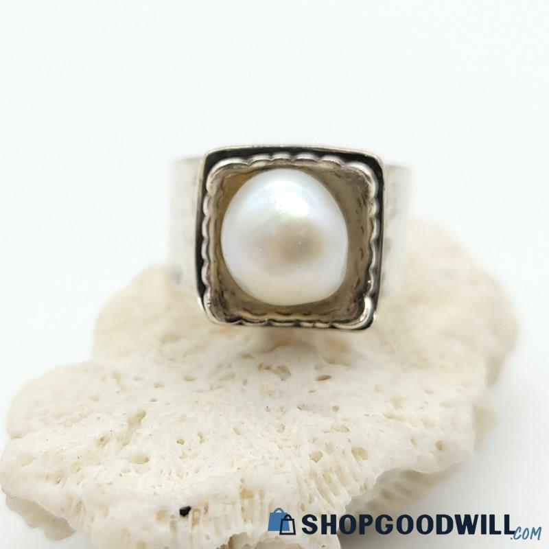 .925 Retired SILPADA Hammered Cultured Pearl Ring (Size 7 1/4) 9.92grams