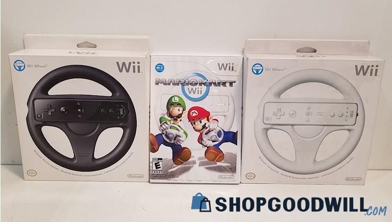 Mario Kart Wii Game w/ 2 Sealed Wheels For Nintendo Wii