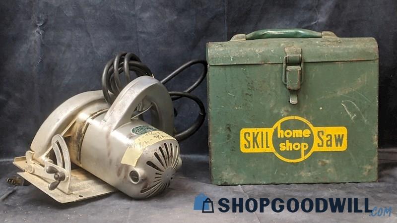 Home Shop Circular Skil Saw Model 520 Powers On W/ Green Storage Case Tools