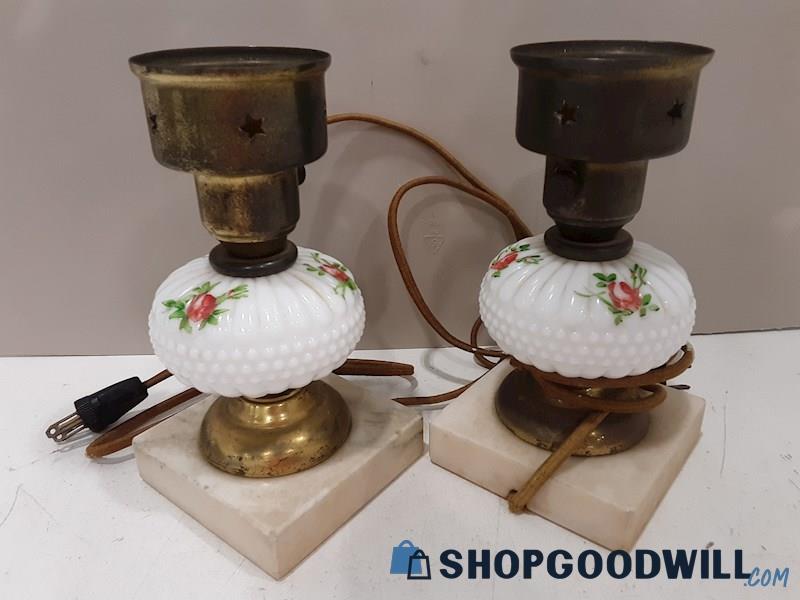 Two Unbranded Vintage White Glass Lamp Bases 