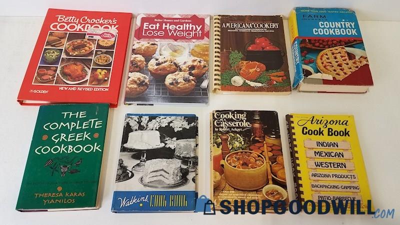 Vtg 1938-2016 Cookbooks HC/SC Greek AZ Diet Americana Country Watkins Casserole+