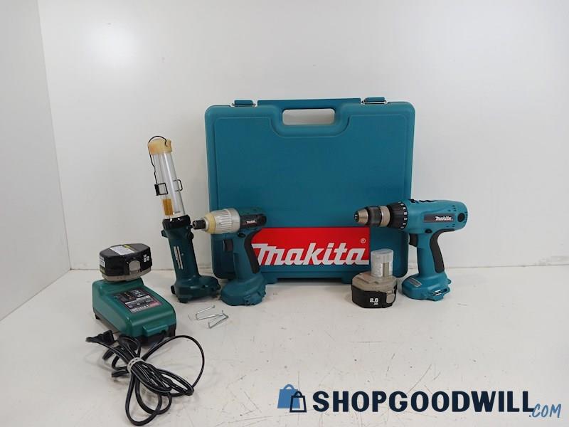 Makita 14.4v Cordless Drill,Driver, And Light Set 6935FDWDEX