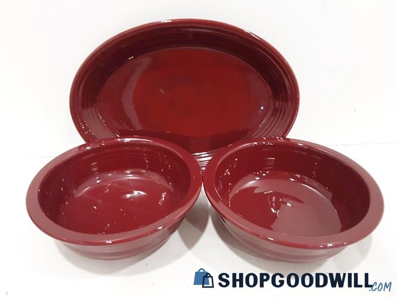 Fiesta Ware Cranberry 2 Larger Bowls & 1 Platter 