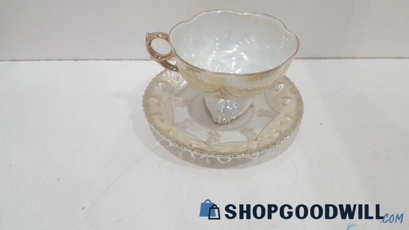 Vintage Tilso Japan Lusterware Footed Cup & Saucer