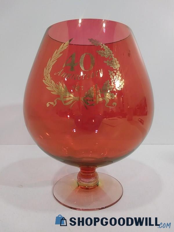 Unbranded Red Glass 40th Anniversary Large Wine Glass