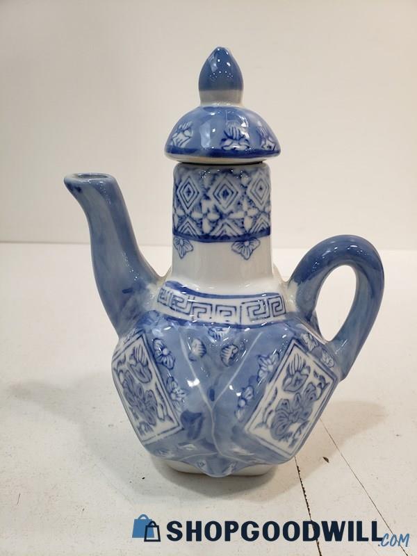 Vintage Chinese Teapot, Blue & White Porcelain