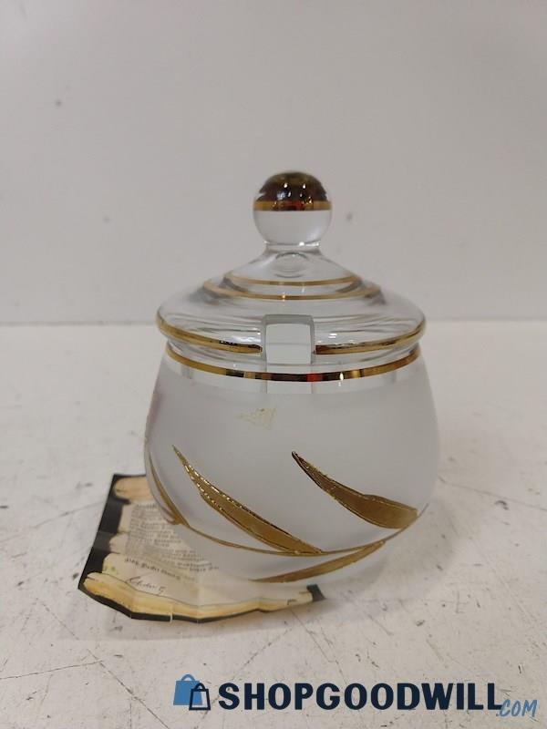 Formano Grey Glass Jar W/Gold-Rims & Certificate