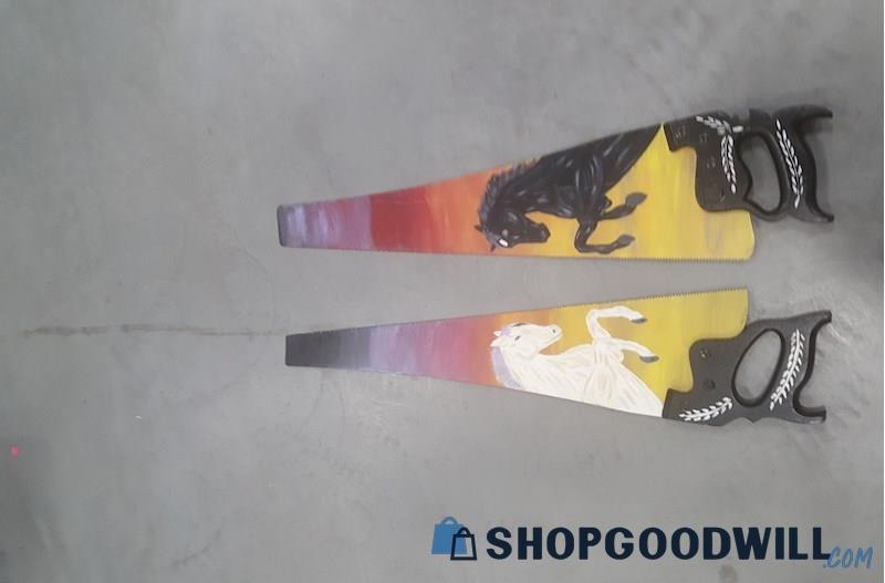 Appears To Be Two Hand Painted Saws
