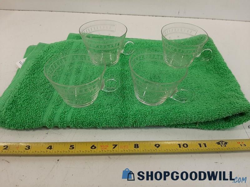 Set of 4 Identical Clear Glass Punch Drinking Glasses 