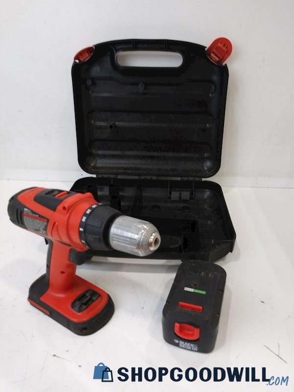 Black & Decker Cordless 18V Drill 2 Speed With Carrying Case *UNTESTED