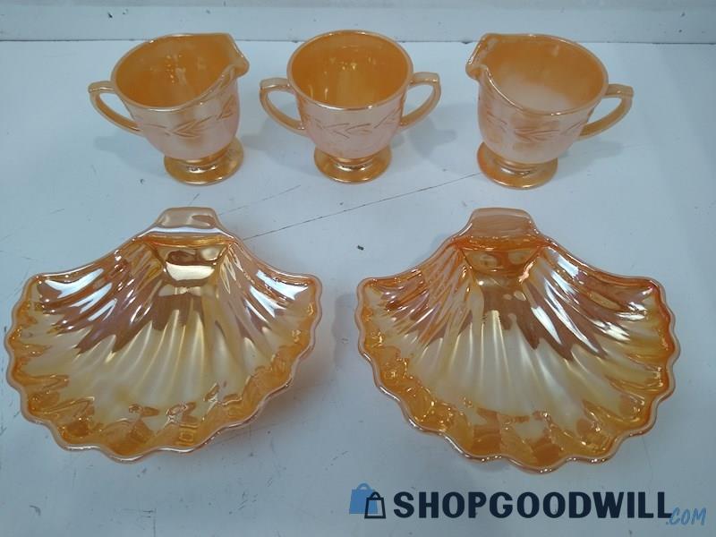 ID#0790) 5PC Fire King 1950s Peach Luster Serve PCS Made In USA Lot 2 Of 4