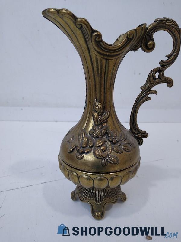 Vintage Brass Footed Pitcher From Italy 