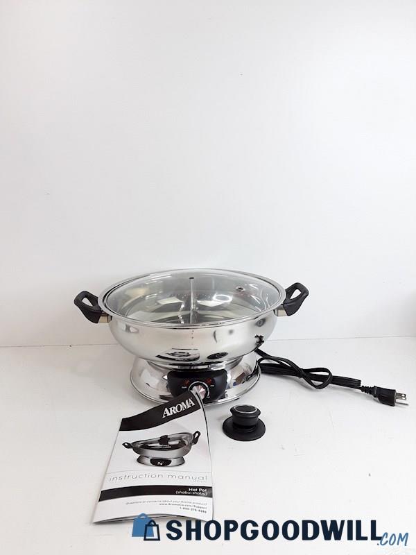 Aroma Electric Double Sided Hotpot W/ Accessories - Powers On