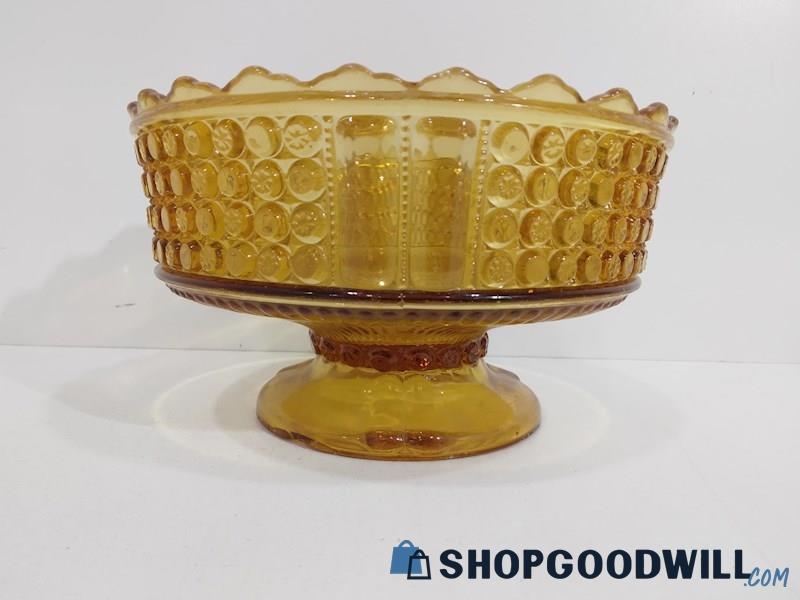 Amber Three Panel Bowl Early American Pattern Glass Richards & Hartley