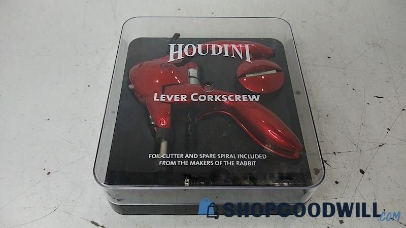 Houdini Red Lever Corkscrew w/Foil Cutter & Spare Spiral 