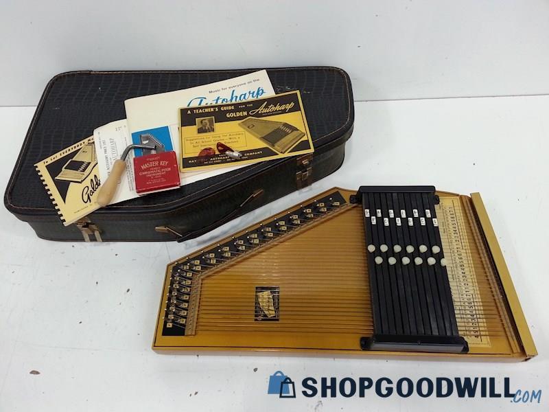 VTG Golden Autoharp W/Tuning Tool/Guides/Pitch Pipe/Case 