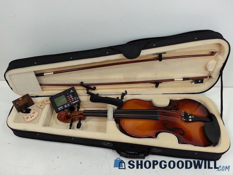 4/4 Violin Cecilio CVN-300 W/Case/Bows/Rosin/Strings/Tuner/Bridges/Shoulder Rest