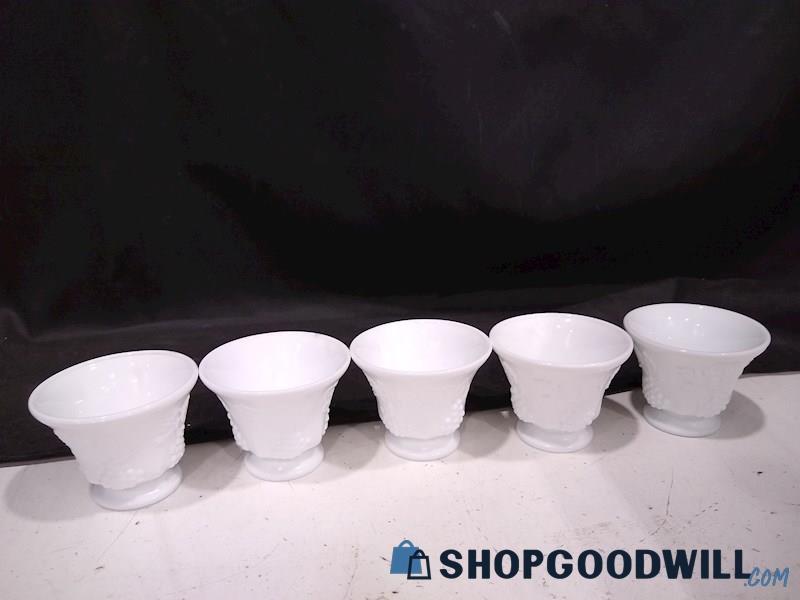 Vintage Colony Harvest White Milk Glass Footed Snack Cups