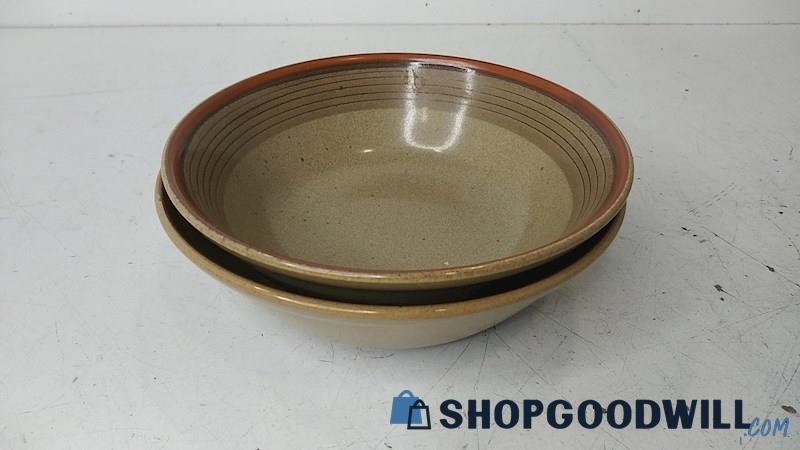 Lot 2pc Mikasa Beige Stoneware Bowls