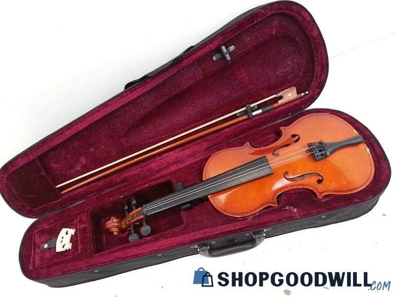 1/2 Size Violin W/Bow/Bridge/Case Unbranded No Chin Rest