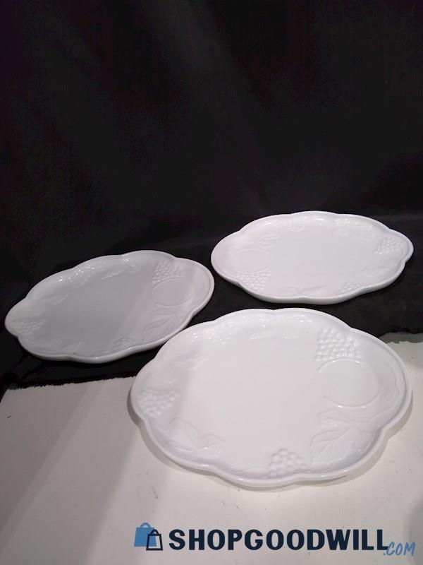 Vintage White Milk Glass Grapes Snack Tray Indiana Glass
