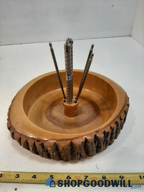 1961 Wooden Nut Bowl With Tools 9