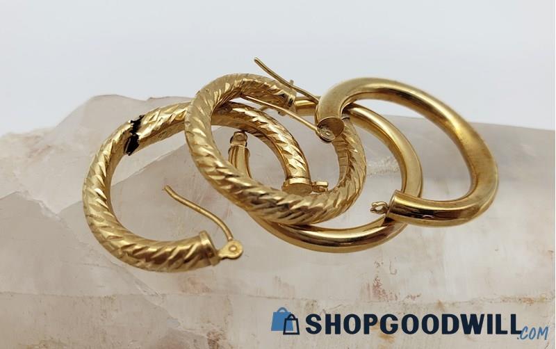 14K Yellow Gold Hoop Earrings ~ For Scrap 3.41 grams