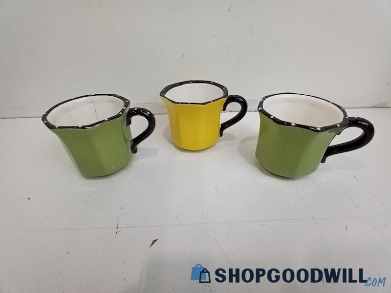 3pc Mug Set Green Yellow Kitchen Home UNBRANDED