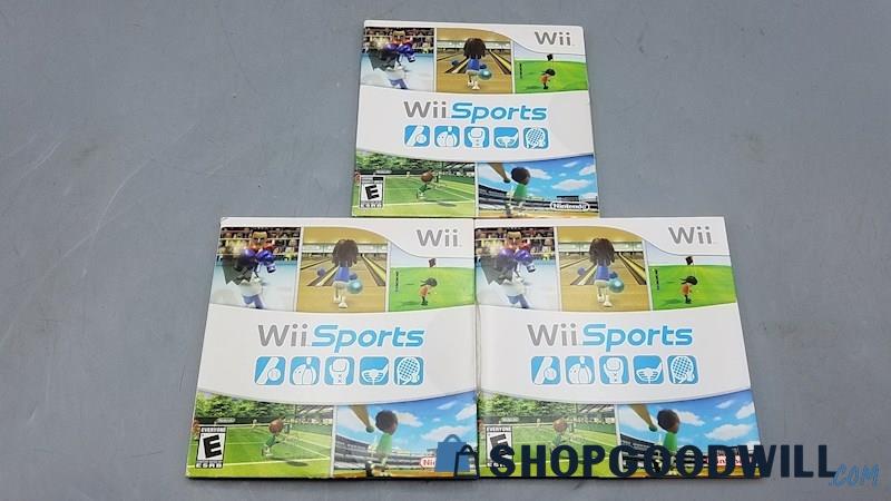  J) 3 Copies of Wii Sports Games w/ Sleeves & Manuals For Nintendo Wii
