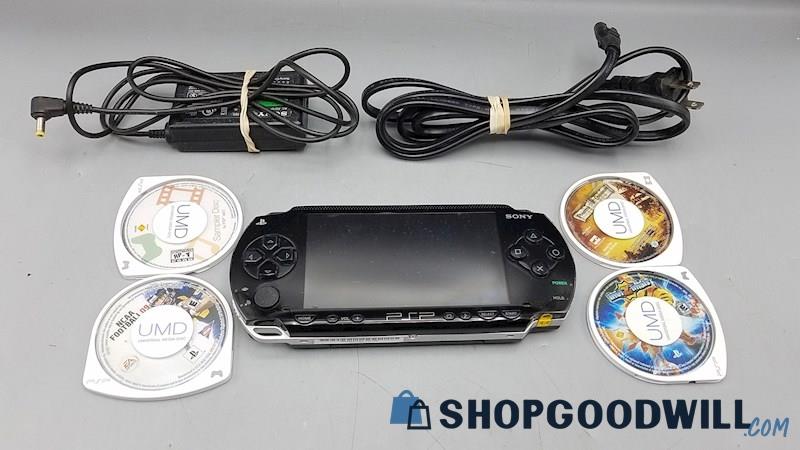  S) Sony Playstation PSP 1001 Handheld For Parts/Repair w/ Charger & Games