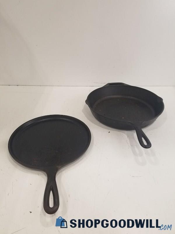 2PCS Lodge Skillets Pans Dinnerware Cookware Black Iron-like 