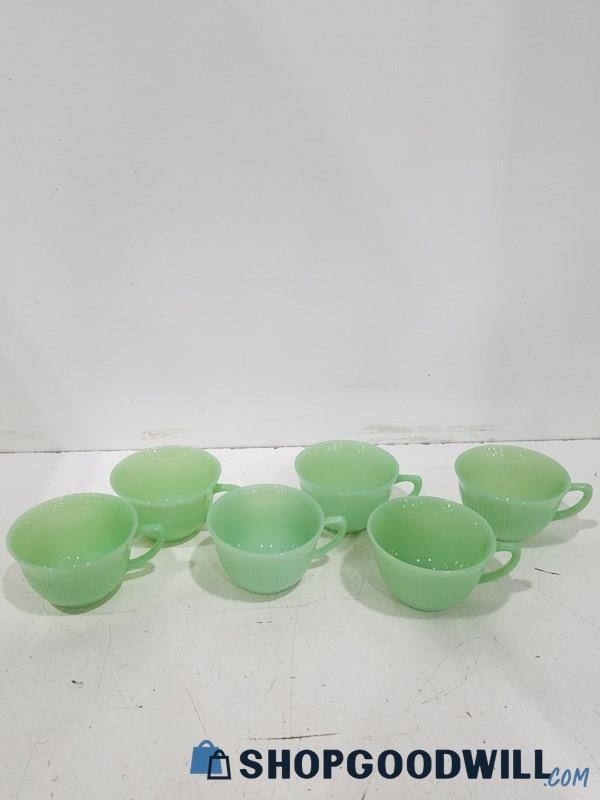 Vintage Fire King Dinnerware Jadeite Glass Tea Cups- Lot Of 6